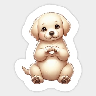 Valentine Labrador Retriever Dog Giving Heart Hand Sign Sticker